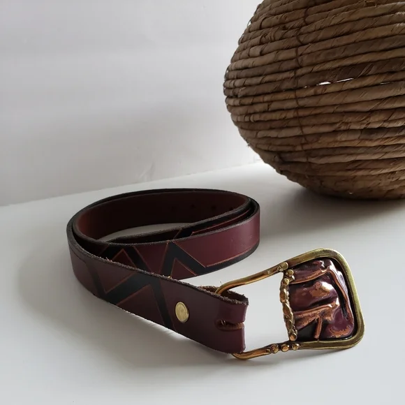 Vintage Boho Western leather belt - Picture 1 of 8
